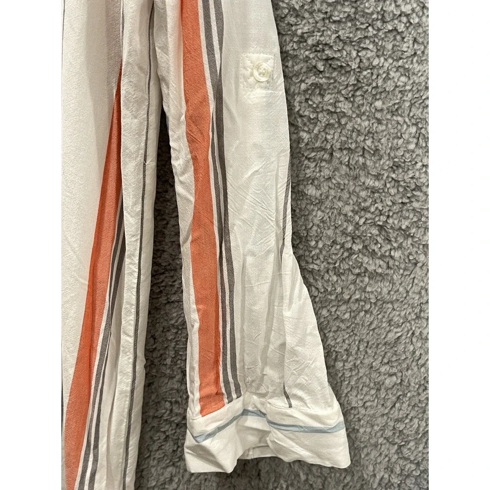 Nordstrom Lingerie Nightshirt Tunic Women's L White Stripe‎ Rayon Sleep Shirt